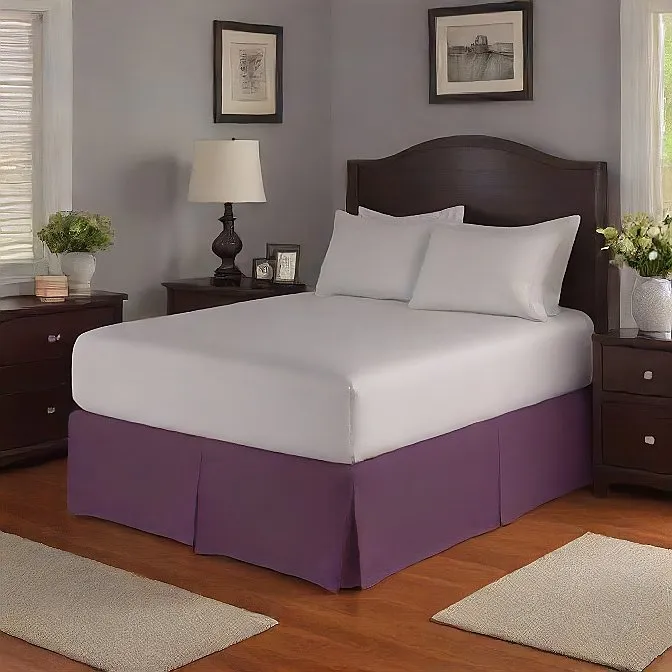 18 Inch Drop Bed Skirt Plum Egyptian Cotton 1000TC