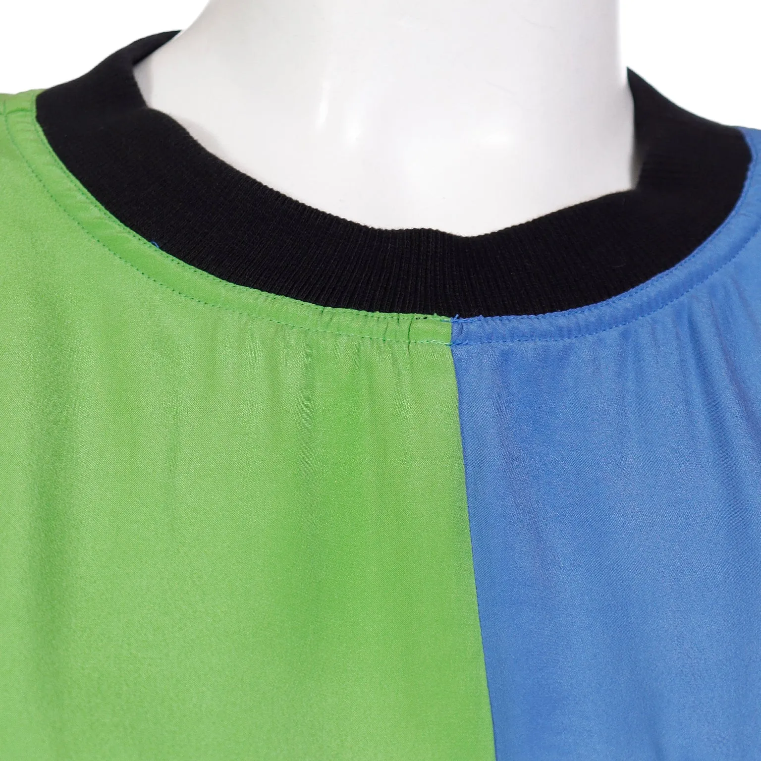 1980s Emanuel Ungaro Parallele Colorblock Silk Sweatshirt Style Top