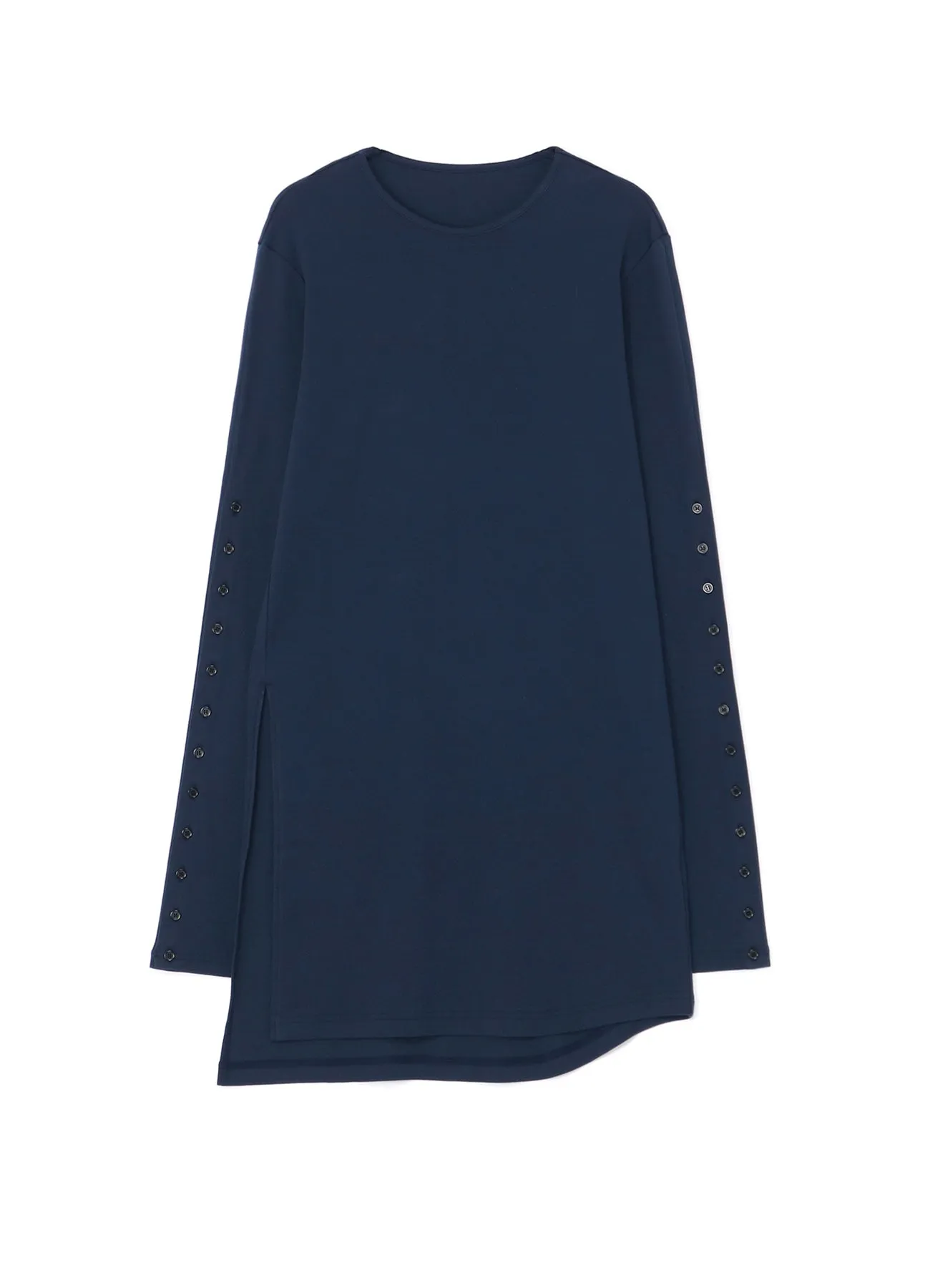 30/- COMBED COTTON LONG SLEEVE T-SHIRT WITH BUTTON-UP SLEEVE SLITS