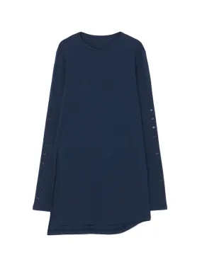 30/- COMBED COTTON LONG SLEEVE T-SHIRT WITH BUTTON-UP SLEEVE SLITS