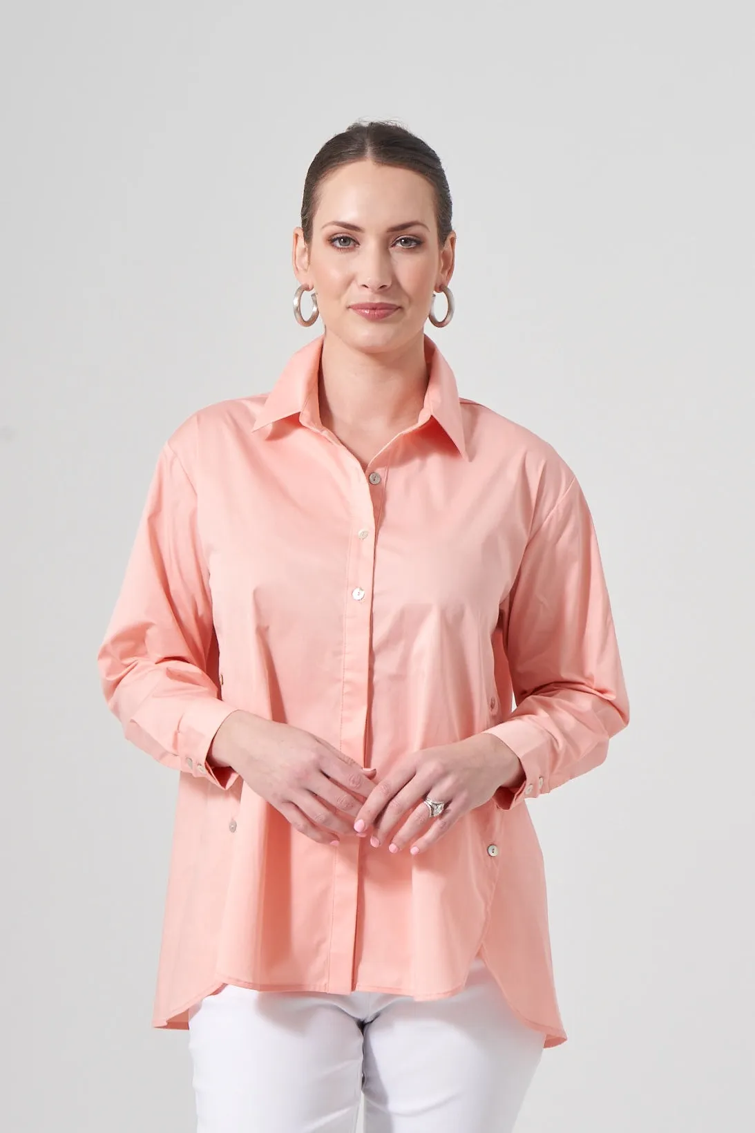30" Oversized Long Sleeve Shirt Collar Tunic