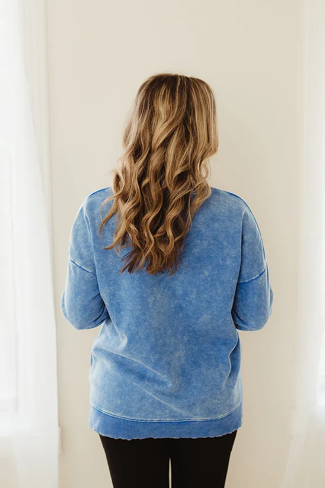 Acid Wash Hi-Low Hem Pullover