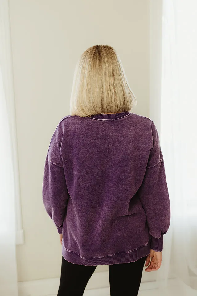 Acid Wash Hi-Low Hem Pullover