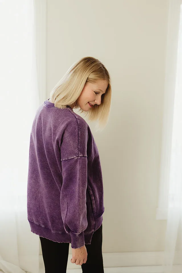 Acid Wash Hi-Low Hem Pullover