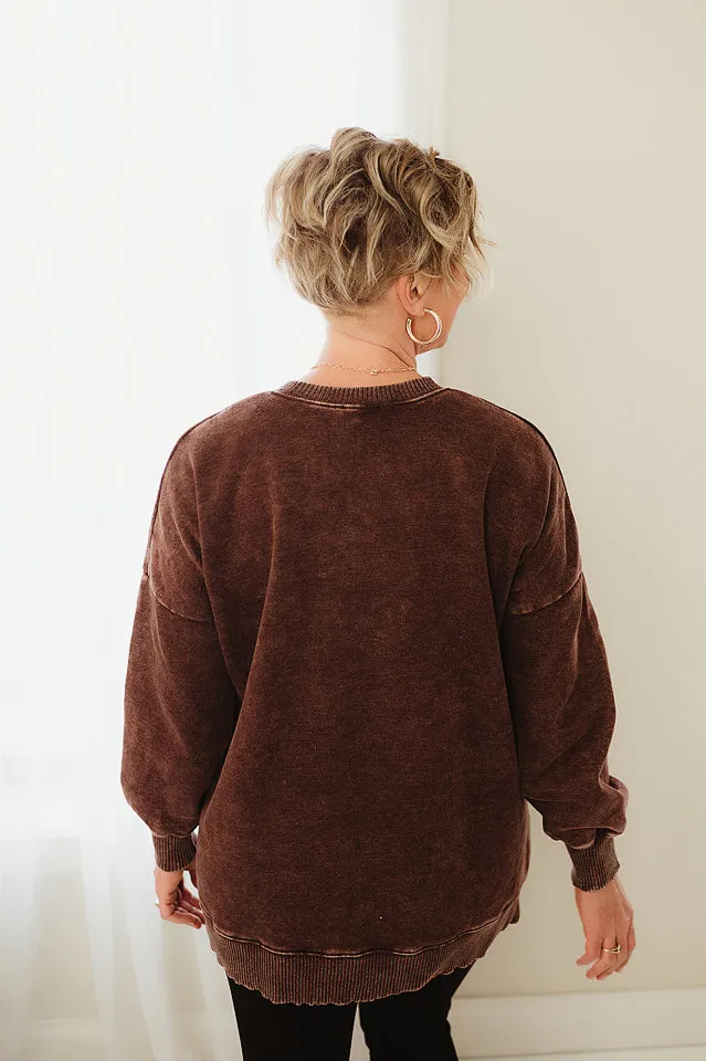 Acid Wash Hi-Low Hem Pullover