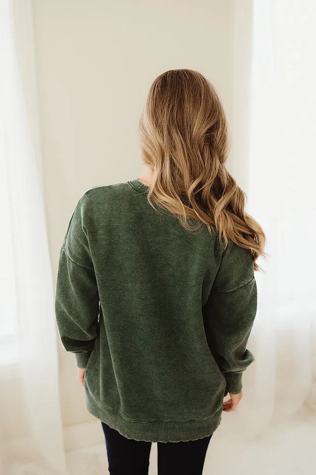 Acid Wash Hi-Low Hem Pullover