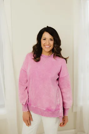 Acid Wash Hi-Low Hem Pullover