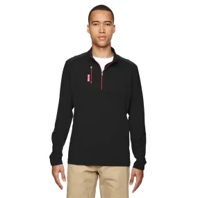 adidas Golf Men's Black/Bold Red Puremotion Mixed Media Quarter-Zip