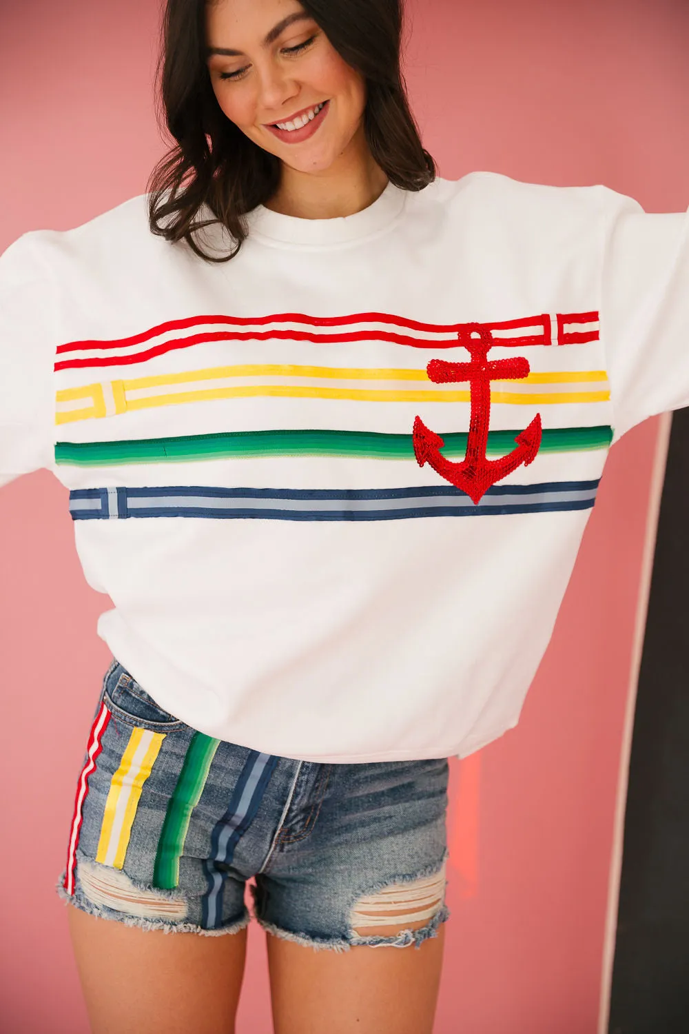 ANCHOR RIBBON WHITE PULLOVER