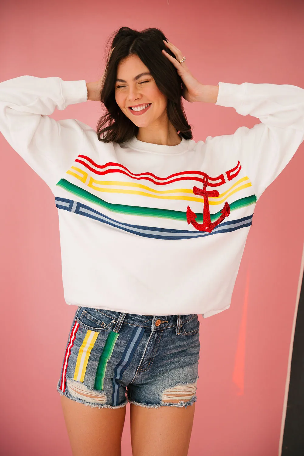 ANCHOR RIBBON WHITE PULLOVER