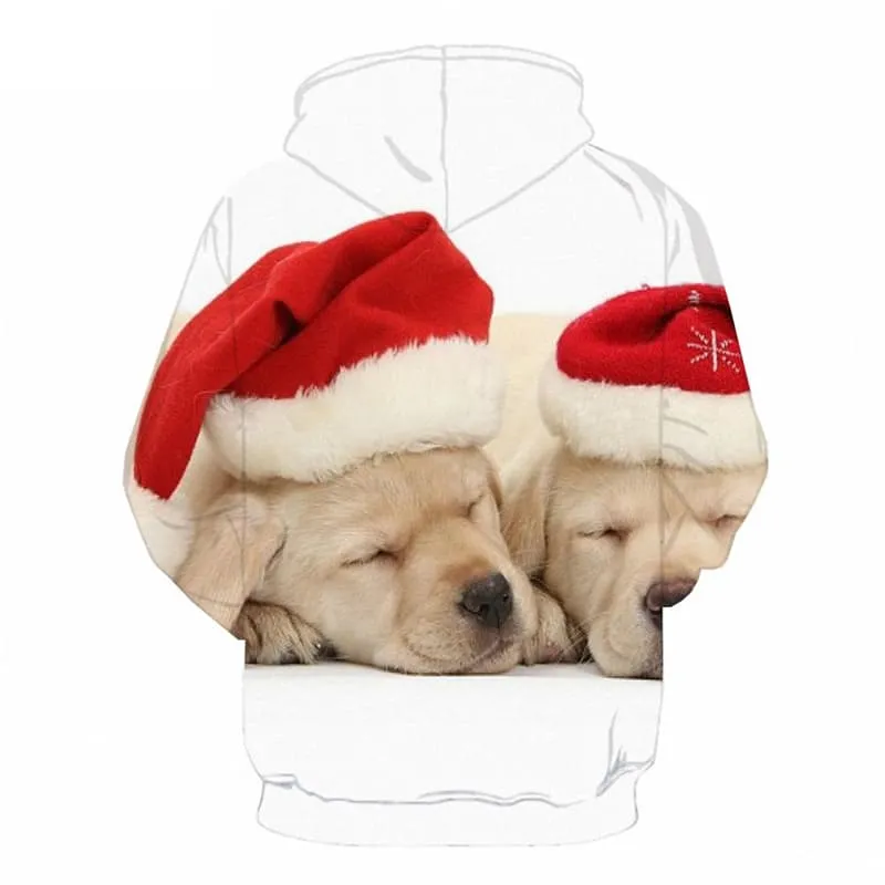 Animal Sweatshirts men Christmas Sweatshirt Printed Dog 3d Printed White Hoody Anime