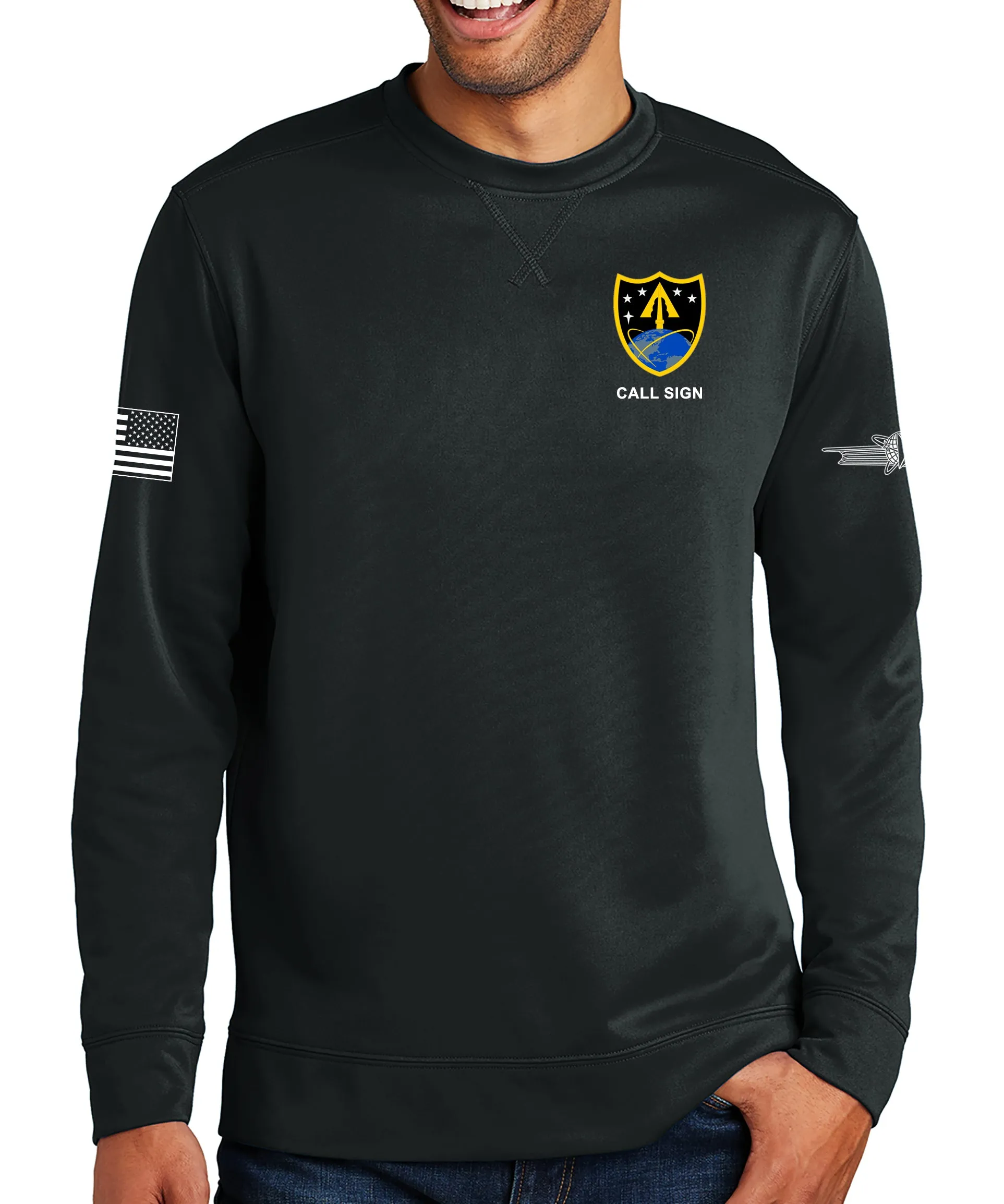 ARMY Polyester Crewneck Unisex Sweatshirt. This shirt IS approved for PT.
