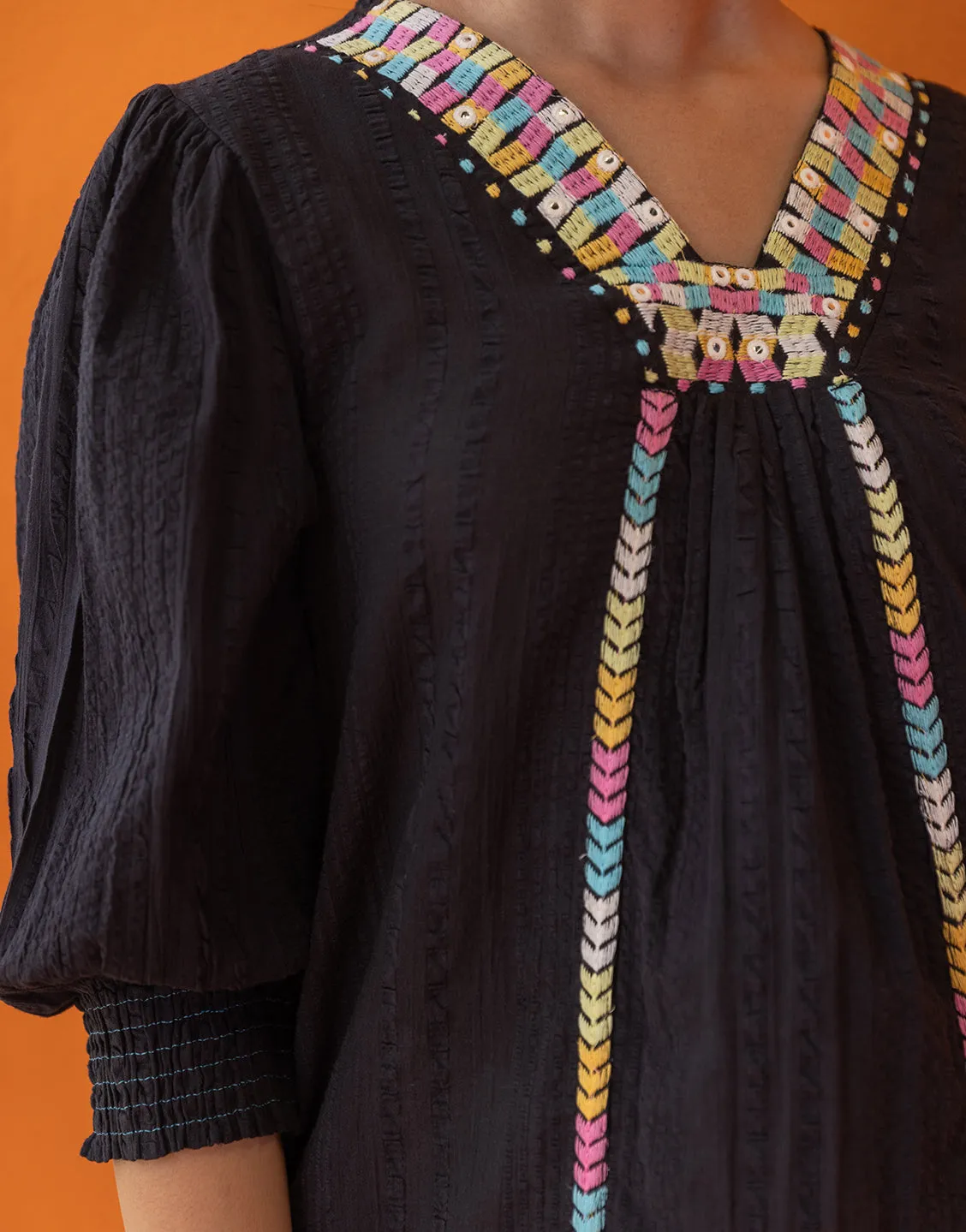Aruba Black Embroidred Tunic