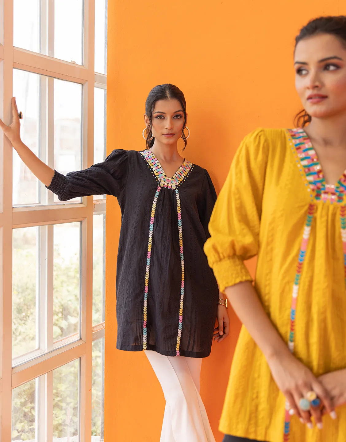 Aruba Black Embroidred Tunic