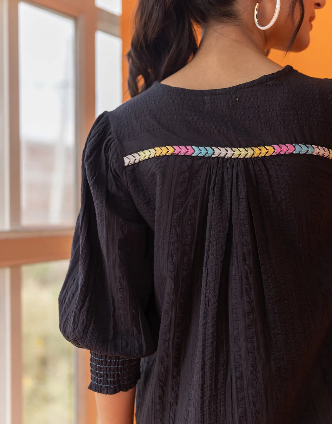 Aruba Black Embroidred Tunic