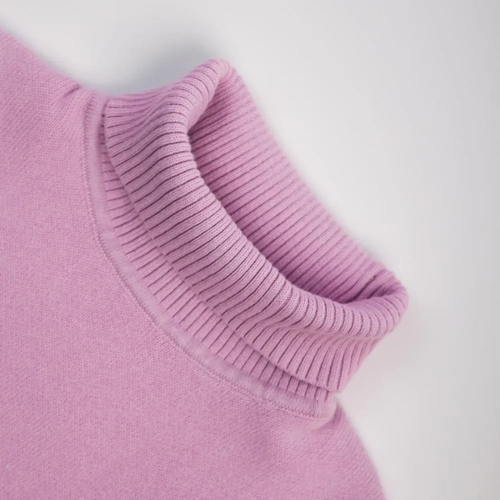 Basic turtleneck textured extra soft relax fit knitwear pullover 7242