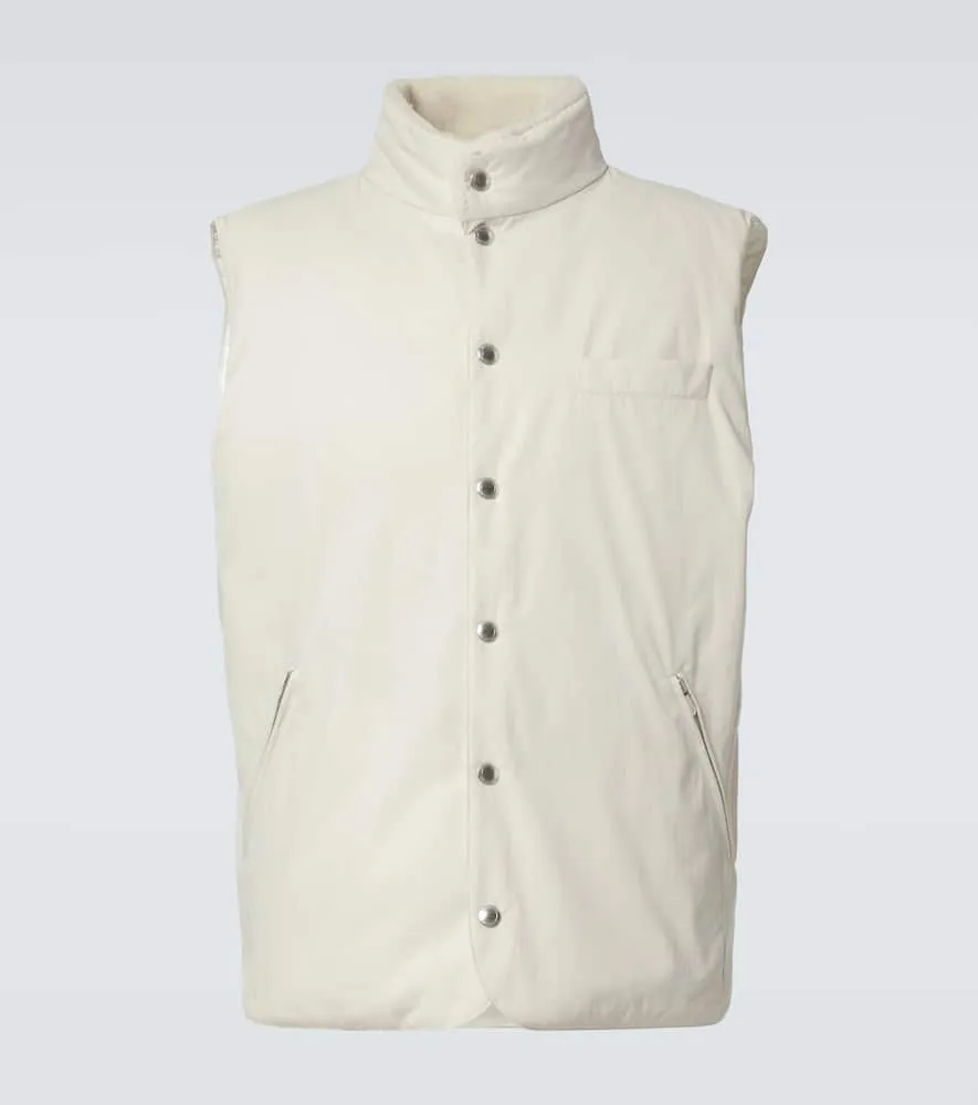 Brunello Cucinelli Shearling-trimmed gabardine down vest