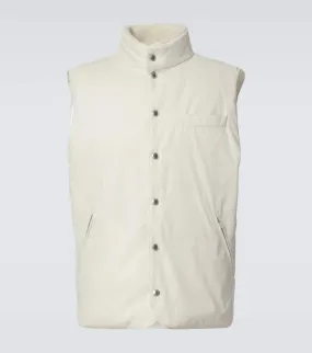 Brunello Cucinelli Shearling-trimmed gabardine down vest