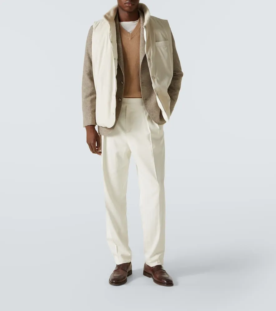 Brunello Cucinelli Shearling-trimmed gabardine down vest