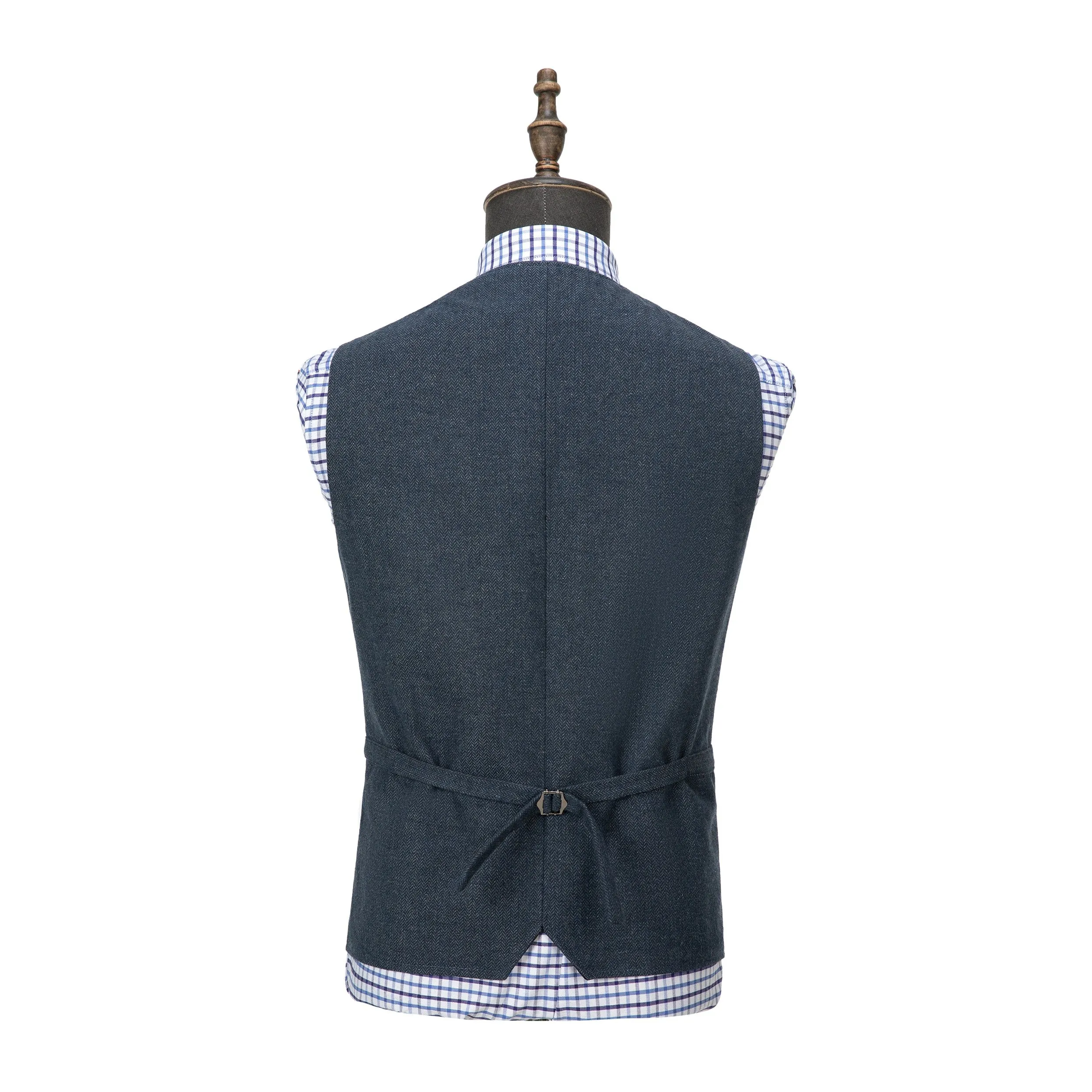 Casual Mens Regular Fit Tweed Herringbone V Neck Waistcoat