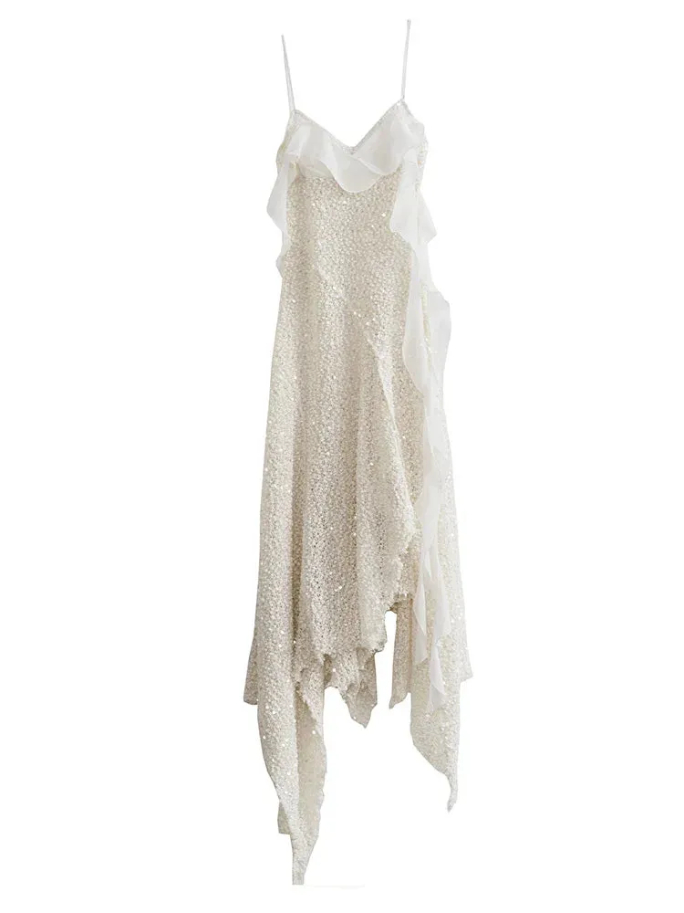 Chelsea Ruffled Sequin Dress