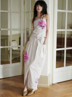 Chinese Style Floral Print Bud Skirt