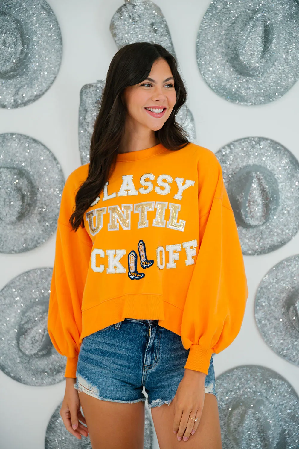 CLASSY UNTIL KICKOFF ORANGE PULLOVER