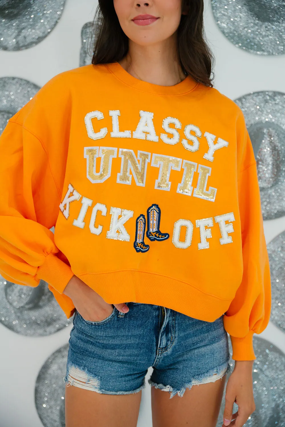 CLASSY UNTIL KICKOFF ORANGE PULLOVER