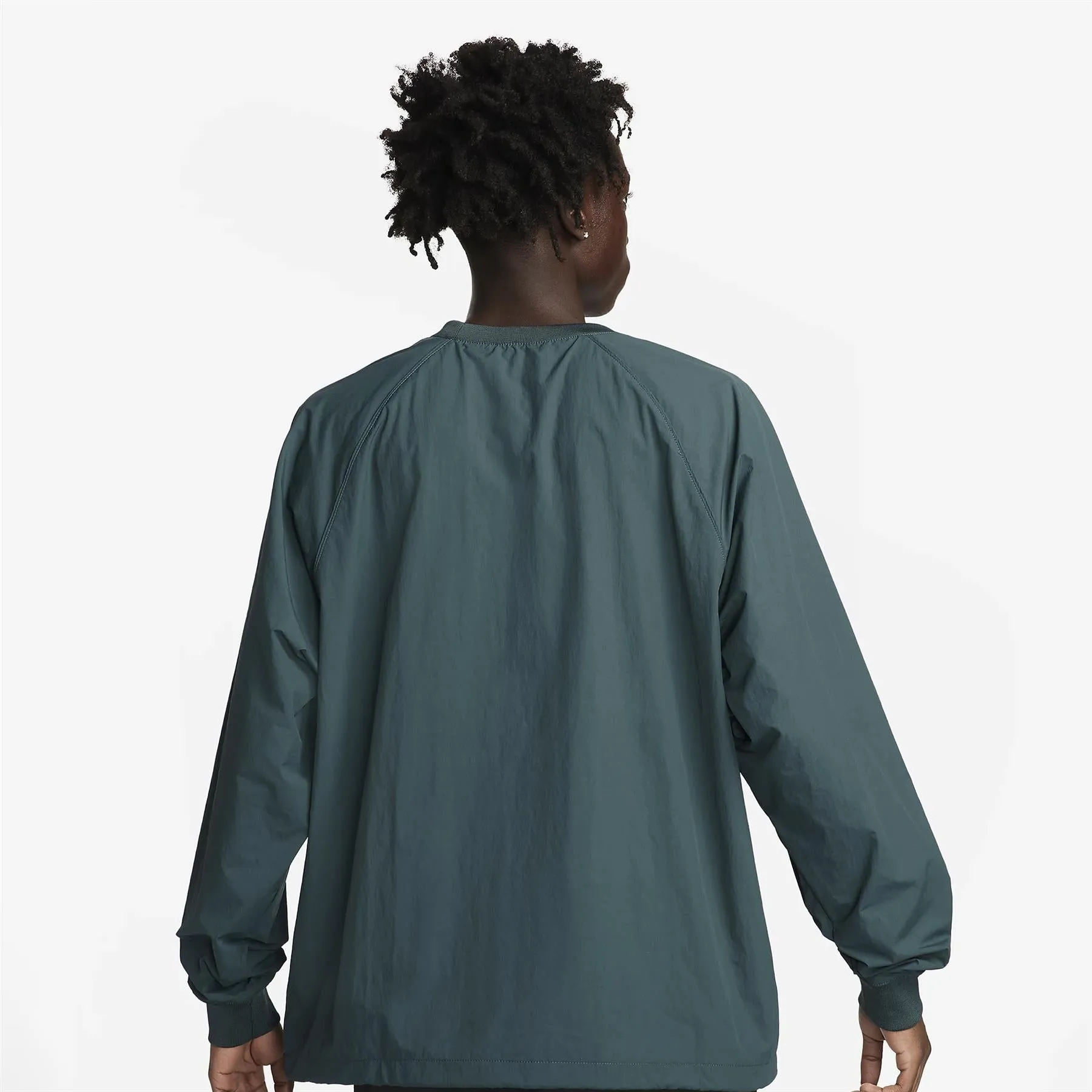 Club Fleece  Crew Neck Woven Nylon Wind Sweatshirt Deep Jungle Green - SS24