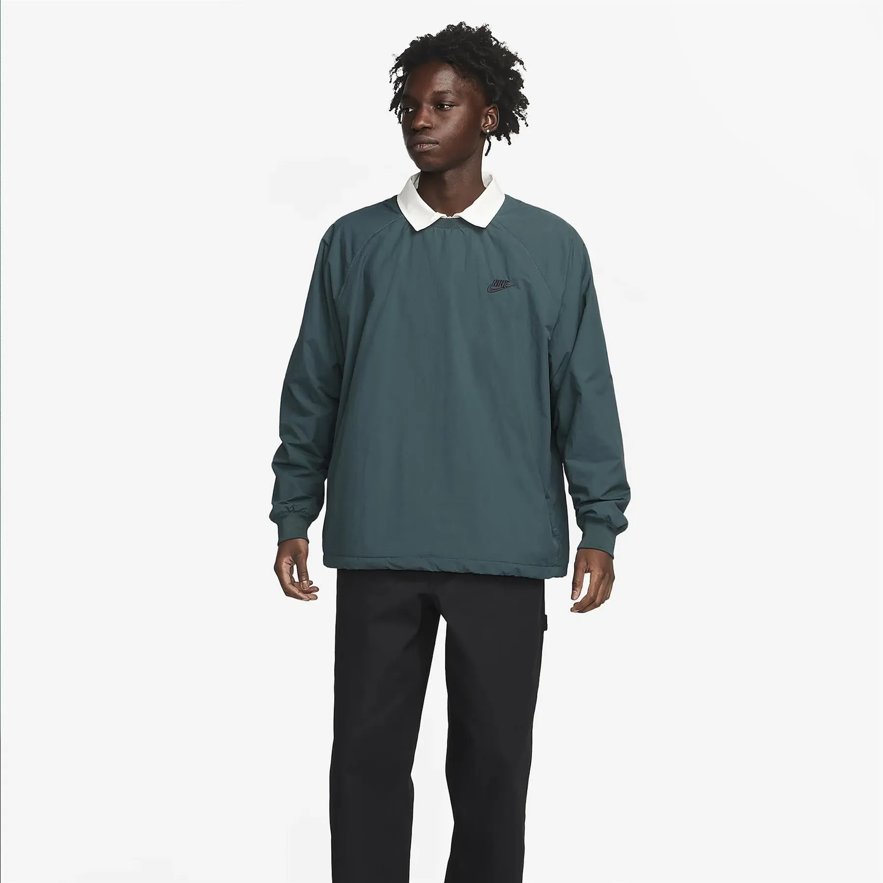 Club Fleece  Crew Neck Woven Nylon Wind Sweatshirt Deep Jungle Green - SS24