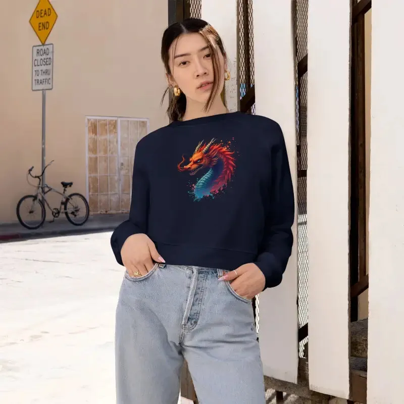 Colorful Dragona Cropped Fleece Pullover Magic