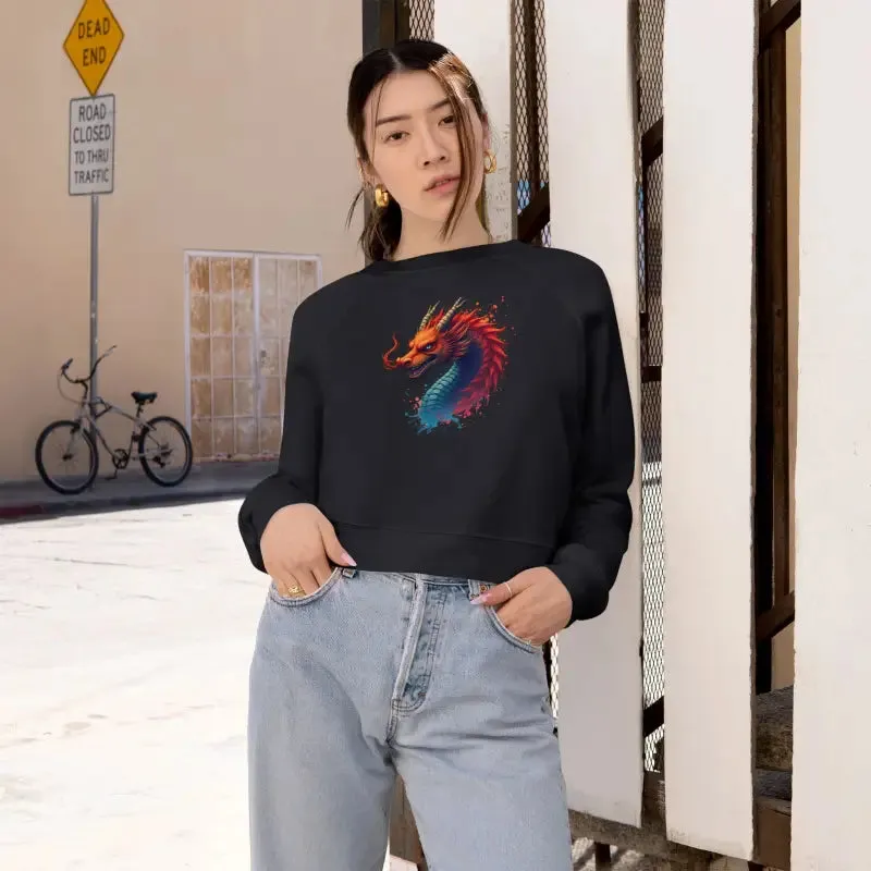 Colorful Dragona Cropped Fleece Pullover Magic