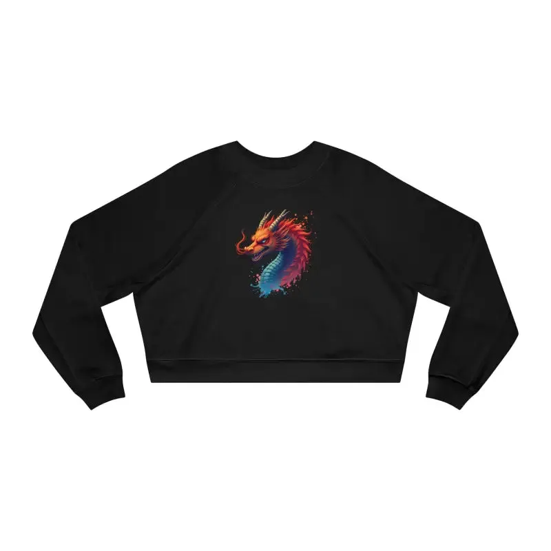 Colorful Dragona Cropped Fleece Pullover Magic