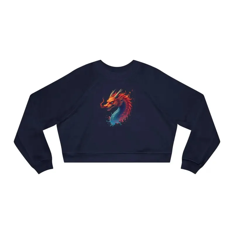 Colorful Dragona Cropped Fleece Pullover Magic