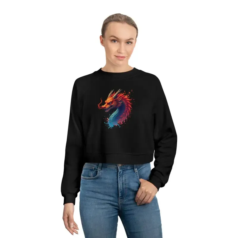 Colorful Dragona Cropped Fleece Pullover Magic