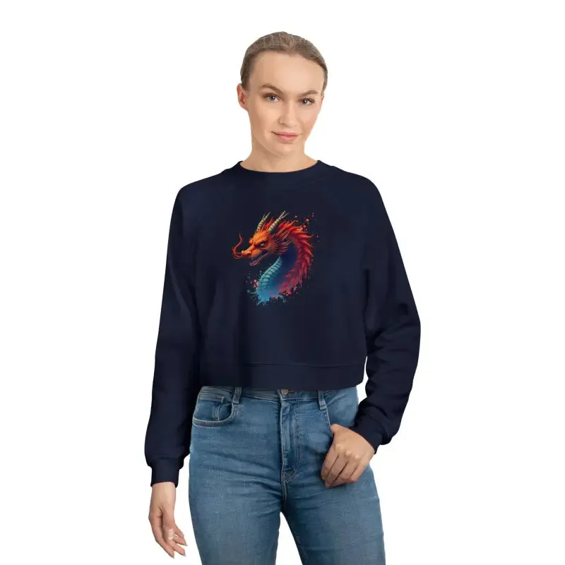 Colorful Dragona Cropped Fleece Pullover Magic