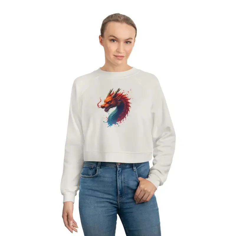 Colorful Dragona Cropped Fleece Pullover Magic