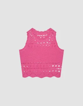 Crew Neck Crochet Knitted Vest