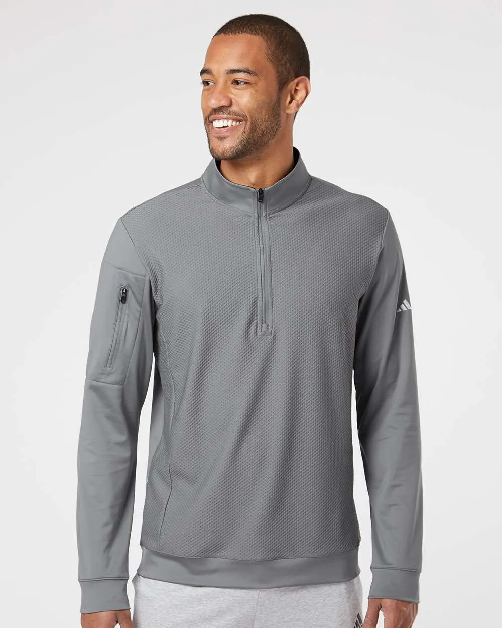 Custom Embroidery - Adidas - Performance Textured Quarter-Zip Pullover - A295