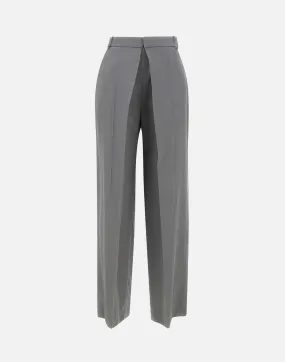 Deep Tuck Grey Wool Trousers