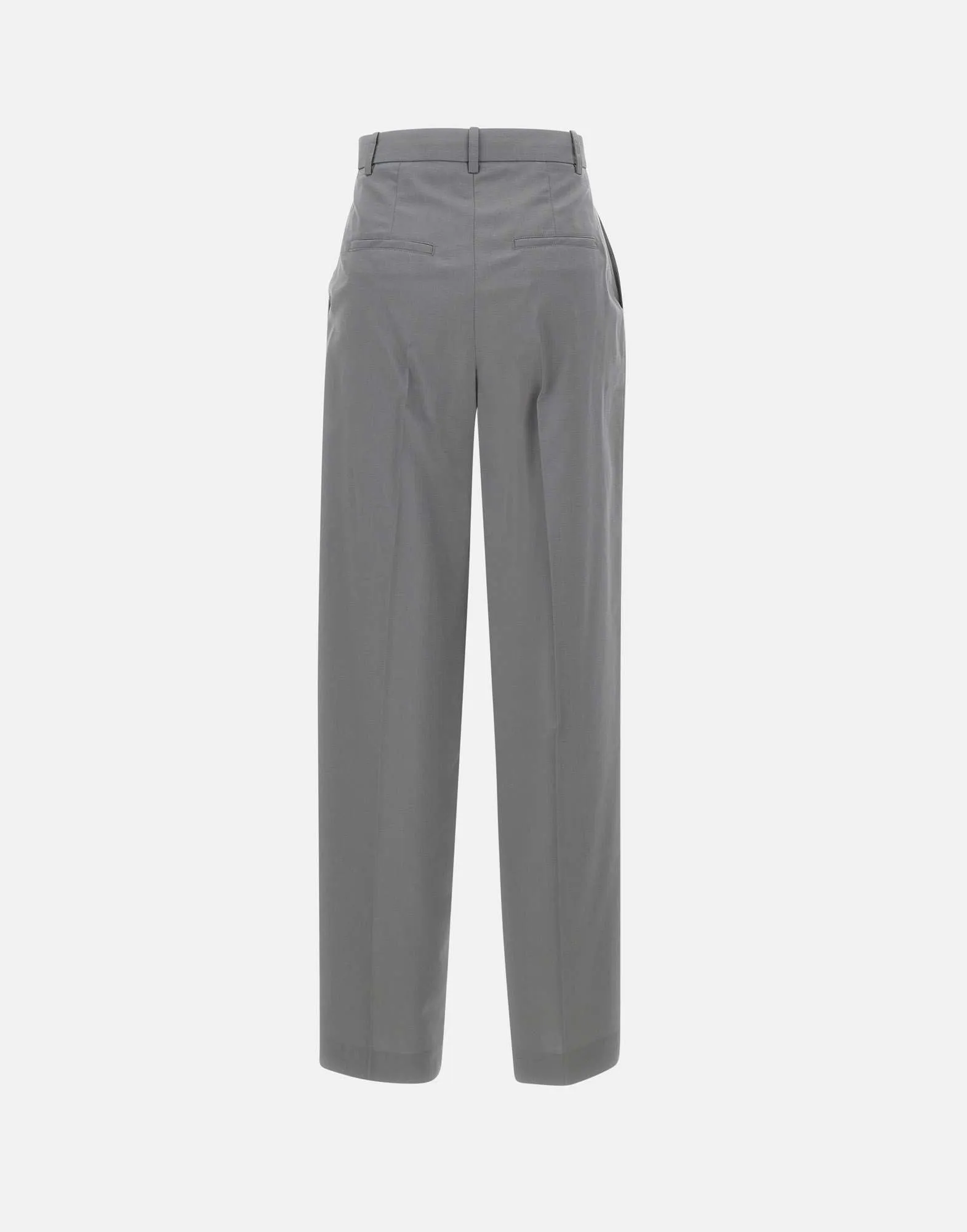Deep Tuck Grey Wool Trousers
