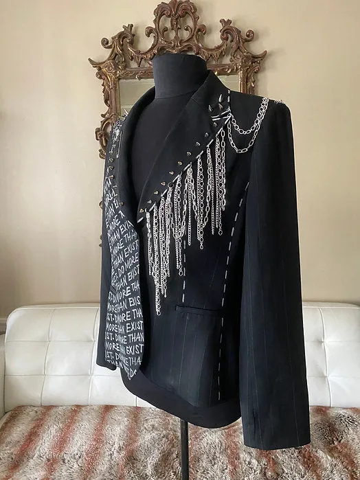 DO MORE THAN EXIST, Size 12 Womens Suit Jacket with Chains