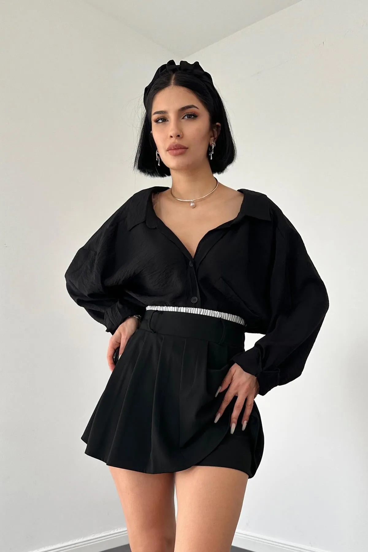 ELS Elastic Waist Skirt Shorts - Black - Kaunas