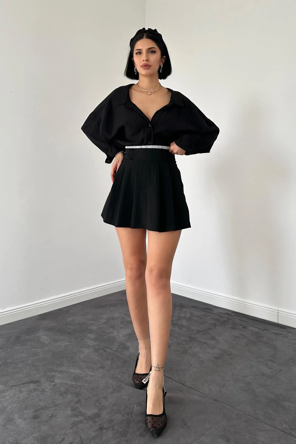 ELS Elastic Waist Skirt Shorts - Black - Kaunas