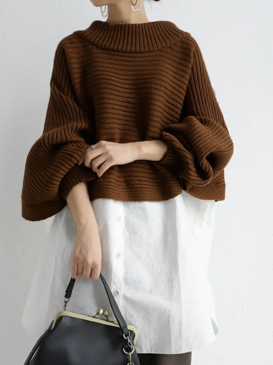 Fashion Contrast Stitching Pullover Top