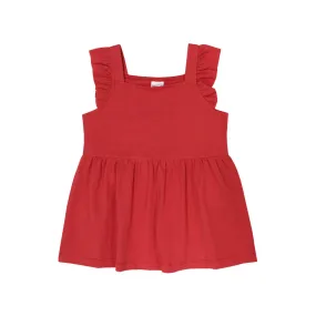 Flutter Sleeve Empire Tunic Top - Red