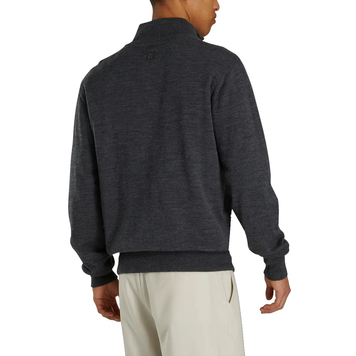 Foot Joy Lined Performance Merino Heather Charcoal Men Golf Sweater