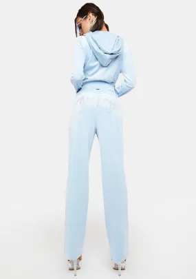 Frosted Luxe Velour Rhinestone Logo Sweatpants