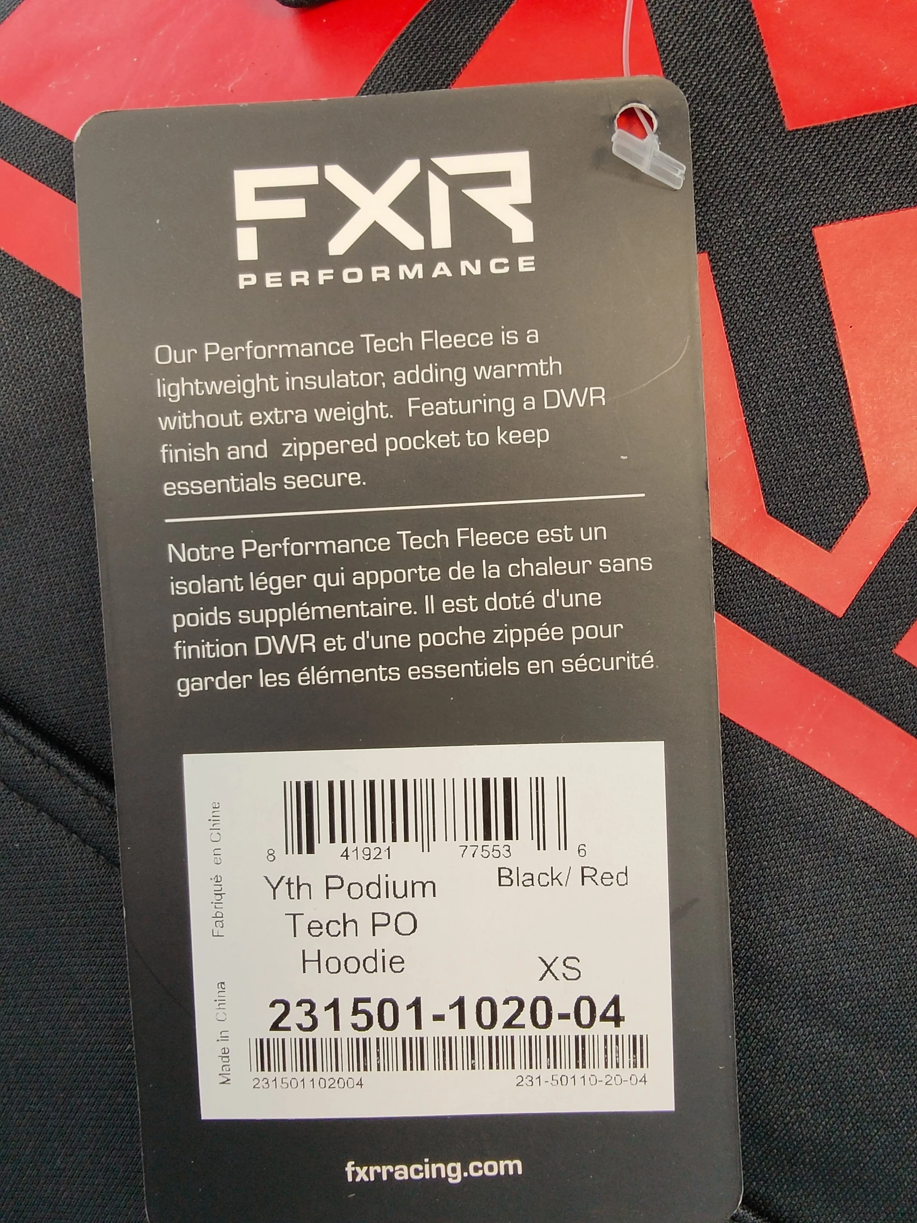 FXR Youth Podium Tech Pullover Hoodie in Black/Red XS