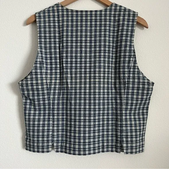 G.H Bass & Co. Vintage Plaid Cotton Button Front Vest